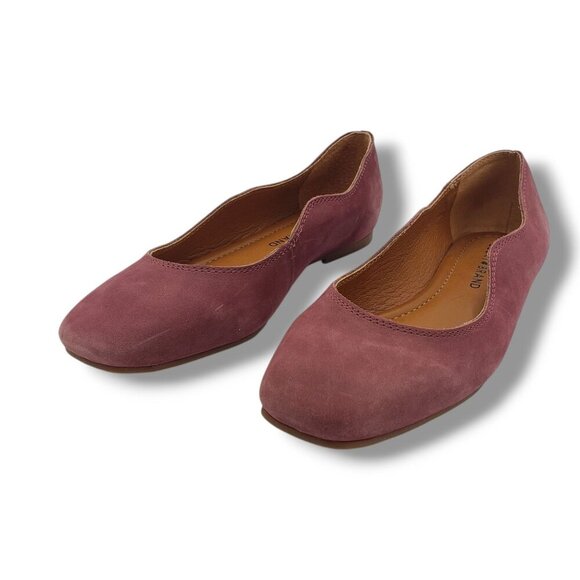 Lucky Brand Dellie Ballet Flat Womens 6.5 Red Suede Slip On - Picture 4 of 9